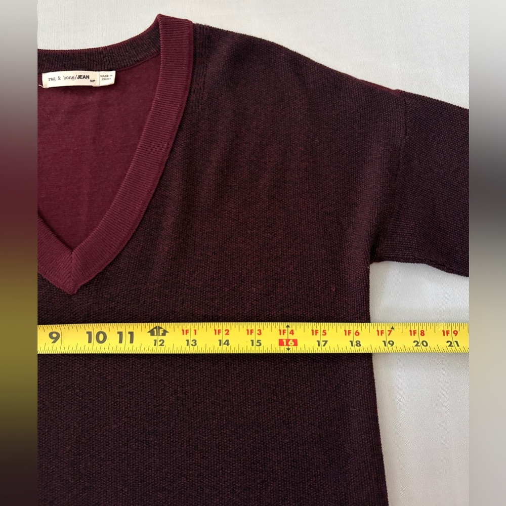 rag & bone taylor v-neck fine merino wool sweater Burgundy size Small - Picture 10 of 15